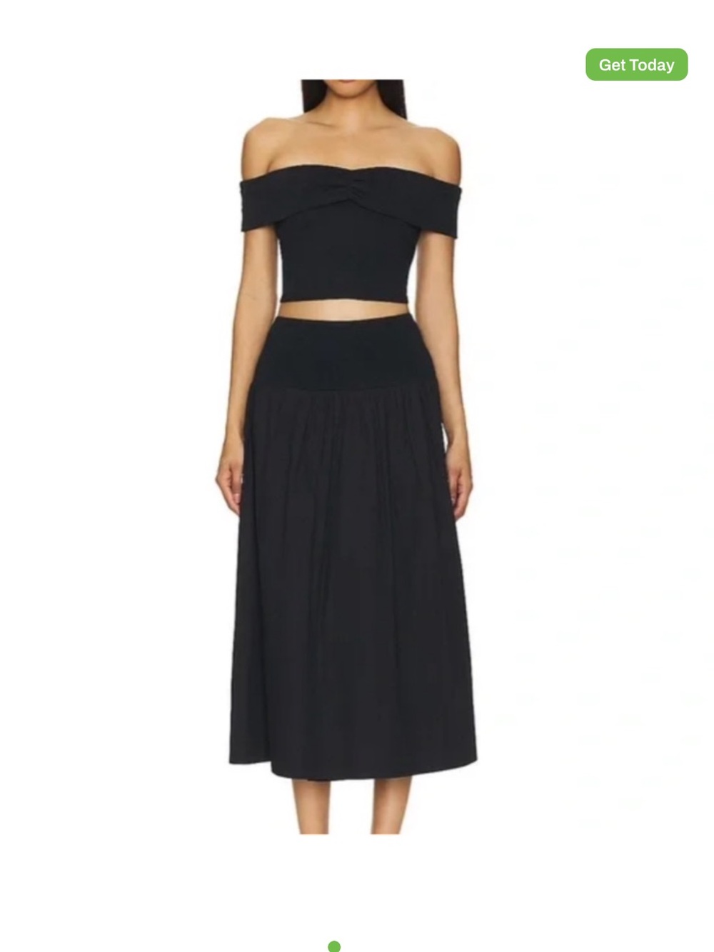 Free People Black Off-Shoulder Crop Top & Black Midi Skirt